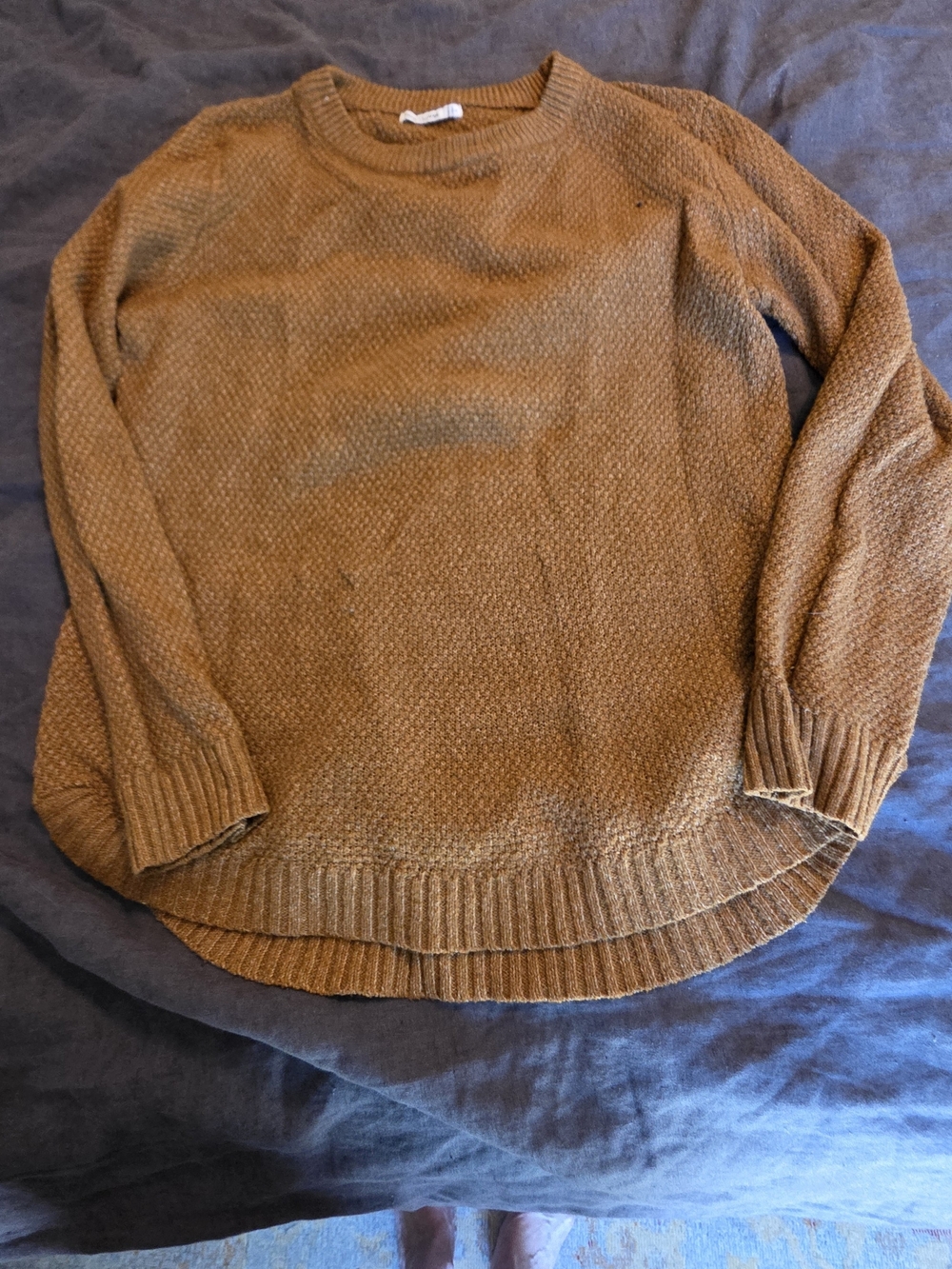 Womens Crewneck Knit Sweater in Camel Brown